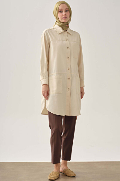 Tuğba Bel Lastikli Havuç Pantolon - Kahve