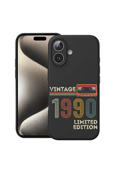 bestcase ® Husă premium din silicon pentru Apple iPhone 16, 1990 - Bandă adez...