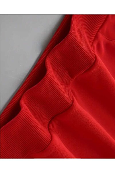 caddekombin Hanorac Star Denim cu glugă imprimat, cu buzunar, cu interior din lână, roșu