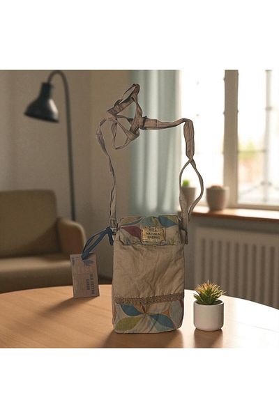 Old Cotton Vintage Colorful Ethnic Loose Two-Compartment Casual Women's Shoulder Crossbody Phone Bag 10 cm X 17 cm