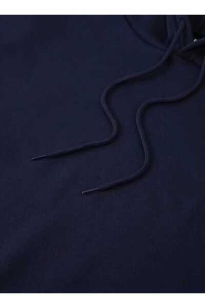 caddekombin Φούτερ με κουκούλα με στάμπα Half Lion Face, βαμβακερό μπλε ναυτικό με τσέπες