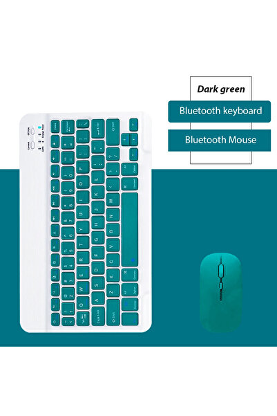 EHZ TEKNOLOJİ IPad Samsung Huawei Tablet Laptop Uyumlu Renkli Bluetooth Bağlantılı Klavye+Mouse Set