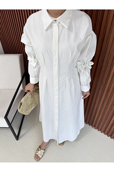 Melike Tatar Flower Detailed Poplin Dress 32-2377