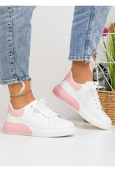 starlike Pantofi casual dama alb cu roz A159