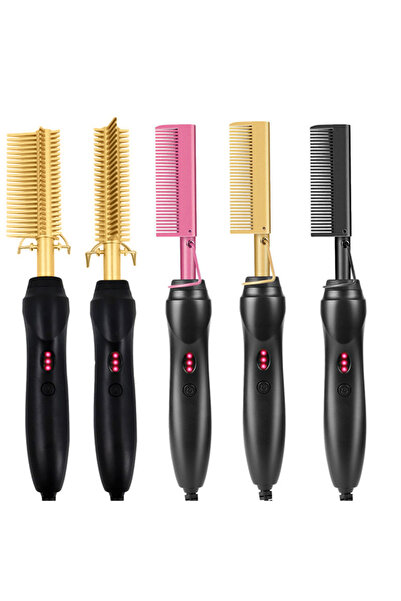 Türkiye Professional 2 in 1 Hot Heating Straightener Iron Brush Hair Curler Straightening Electric Hot Comb
