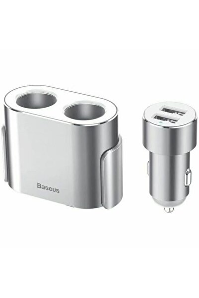 Baseus Încărcător auto de înaltă eficiență, 80W, 2xUSB 3.1A, 2x extensii brichetă, argintiu