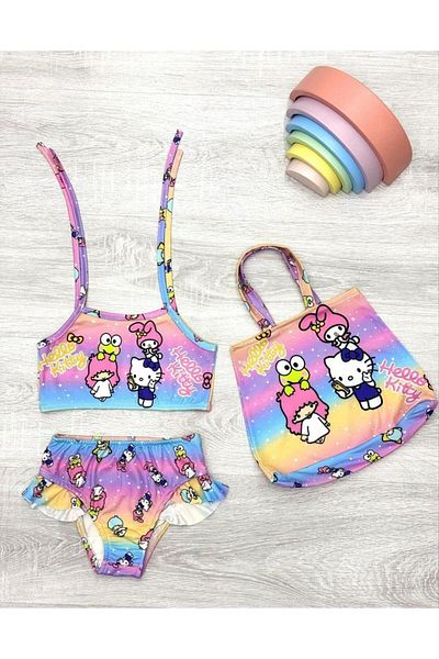 RAPAPA Hello Kittiy & Melodiyy Printed 3 Piece Girls Bikini Set 576
