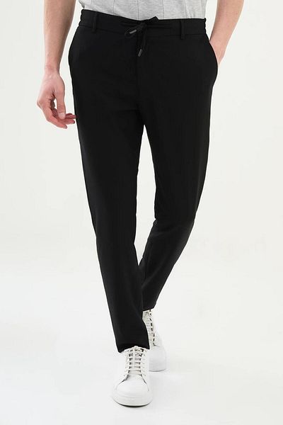 Mcr Seersucker Super Slim Fit Elastic Waist Drawstring Men's Trousers 38301