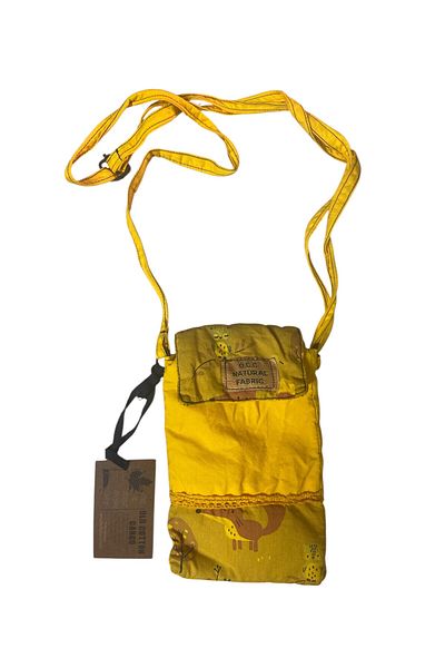 Old Cotton Vintage Colorful Ethnic Loose Two-Compartment Casual Women's Shoulder Crossbody Phone Bag 10 cm X 17 cm