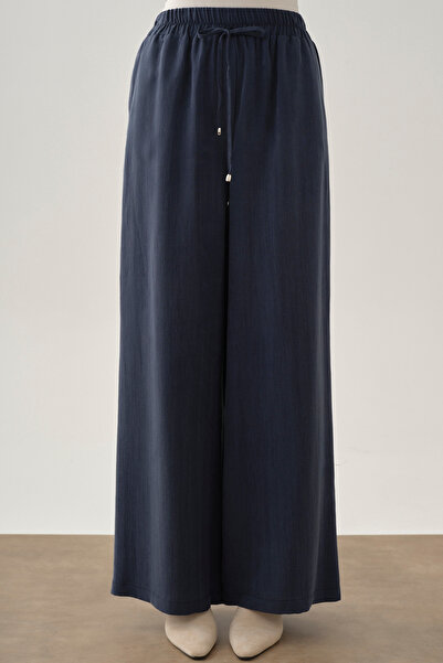 Tuğba Beli Bağcık Detaylı Lastikli Pantolon - Lacivert