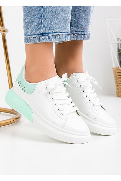 starlike Women's casual shoes white with green A159