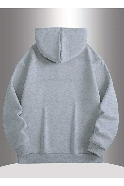 caddekombin Γκρι φούτερ με κουκούλα με λοξή στάμπα του Λος Άντζελες, με μάλλινη επένδυση εσωτερικά