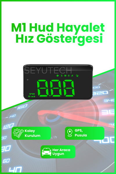 SEYUTECH M1 Hud Hayalet Hız Göstergesi Display 2 Farklı Alarmlı GPS ve Pusula...
