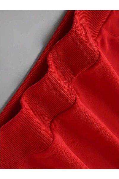 caddekombin Hanorac roșu cu glugă, cu imprimeu inimă cu labe, cu buzunare și interior din lână