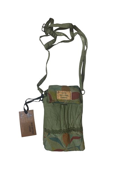 Old Cotton Vintage Colorful Ethnic Loose Two-Compartment Casual Women's Shoulder Crossbody Phone Bag 10 cm X 17 cm