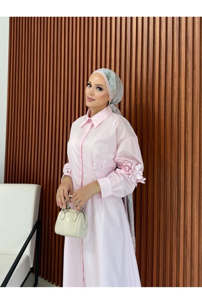 Melike Tatar Φόρεμα ποπλίνα με λεπτομέρεια λουλουδιών 32-2377