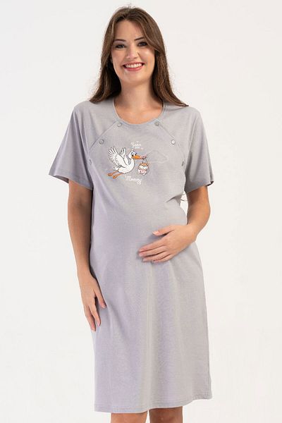 VİENETTA Cotton Women's Short Sleeve Maternity Nightgown, 408100