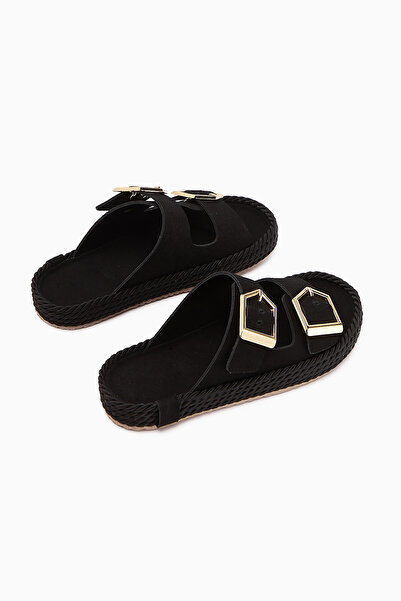 Limoya Horia Black Double-Striped Knitted Sole Women's Slippers Opportunity Product