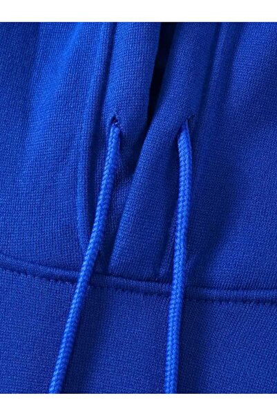 caddekombin Hanorac din bumbac Saks cu glugă și buzunar cu imprimeu Schw Zeo