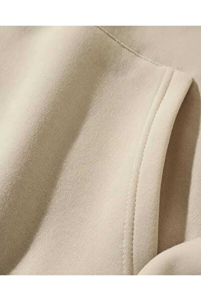 caddekombin Φούτερ με κουκούλα με στάμπα λουλουδιών, με τσέπες και εσωτερικό μάλλινο μπεζ φούτερ