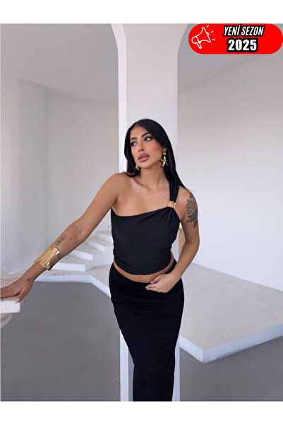 StilVibe Single Shoulder Buckle Sandy Blouse