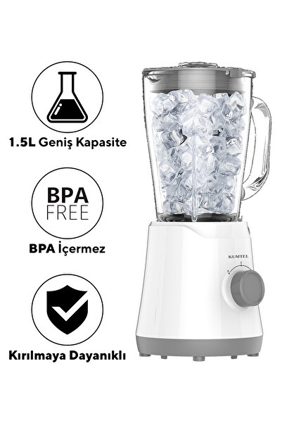 KUMTEL Beyaz Masa Blenderı Cam Sürahili HTB-06