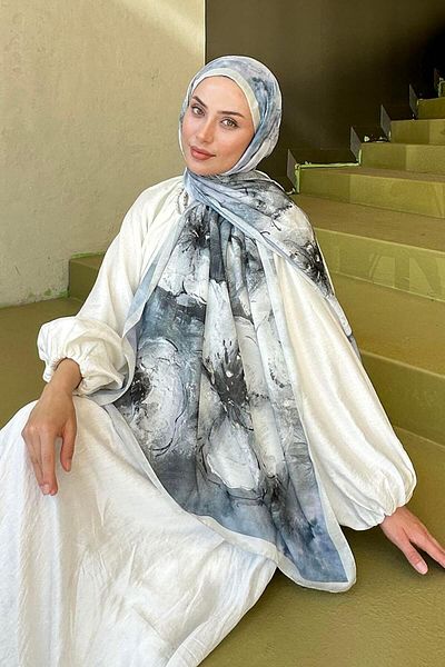 lamelif Bohemian Flower Pattern Soft Shawl Stone