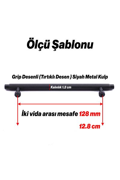 Badem10 Martin Black Metal Handle 128 mm Furniture Drawer Kitchen Cabinet Cupboard Modern Cover Handles Pattern