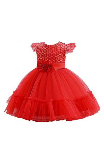 ddaniela Gigi Faux Flower Dress Red
