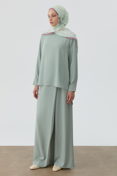 Tuğba Anvelop Pileli Pantolon - Mint