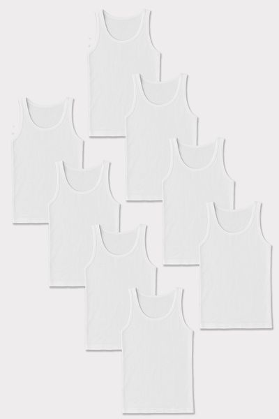 HNX 100% Cotton Undershirt for Men – Economical Pack of 8 |   Flexible and Healthy Daily Underwear Singlet