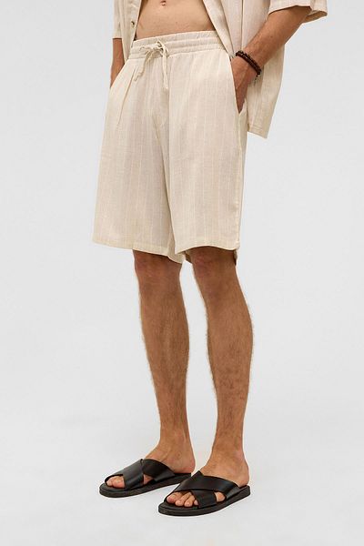 VAMOSCLO Oversize Striped Linen Shorts White