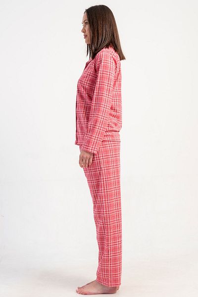 VİENETTA Women's Lapel All Button Long Sleeve Pajama Set, 503019