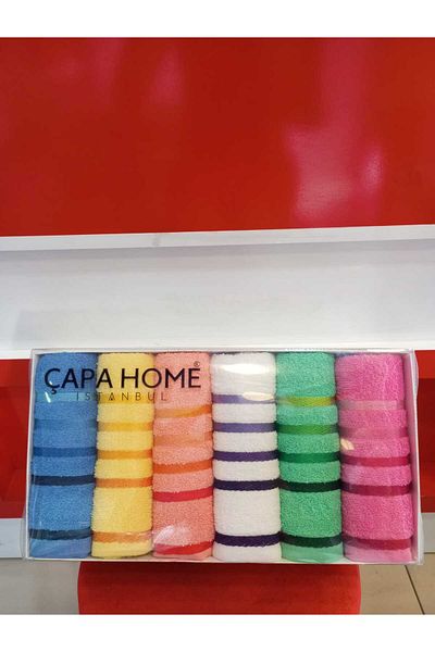 Çapa Home Set of 6 Premium Quality Cotton Daily Gift Hand Face Towel 50X90