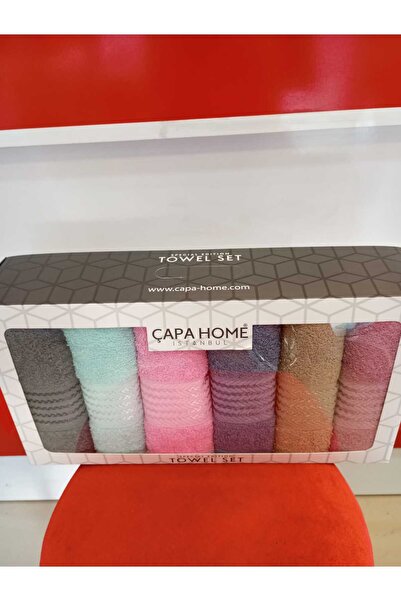 Çapa Home Set of 6 Premium Quality Cotton Daily Gift Hand Face Towel 50X90