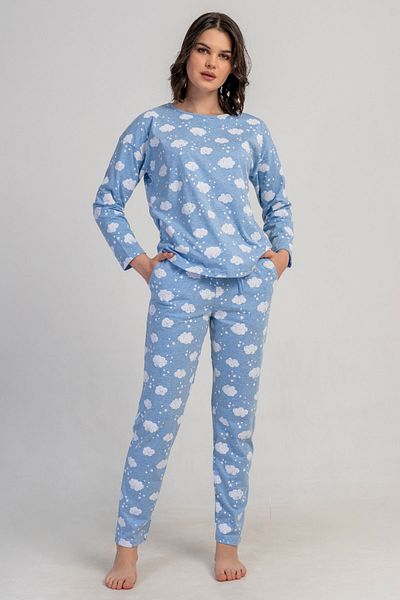 VİENETTA Women's Off Shoulder Long Sleeve Pajama Set, 503087