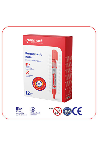 penmark قلم تحديد دائم مكون من 12 قطعة ذات رأس دائري