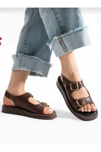 WEBORN Women's Daily Comfortable Sole Double Buckle Sandals Summer Lightweight High Sole Sea Pool Beach Slippers