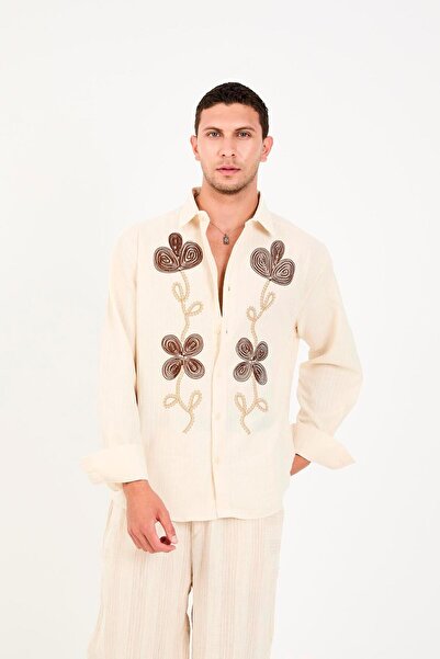 Rocqerx R-6093 Μακρυμάνικο πουκάμισο με λεπτομέρεια κεντήματος