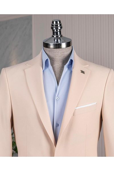 TerziAdemAltun Italian Style Slim Fit Jacket Pants Suit Beige T14160