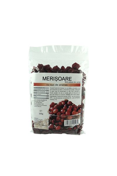 Deco Italia Dried cranberries sweetened with pineapple juice, sugar-free, 200g