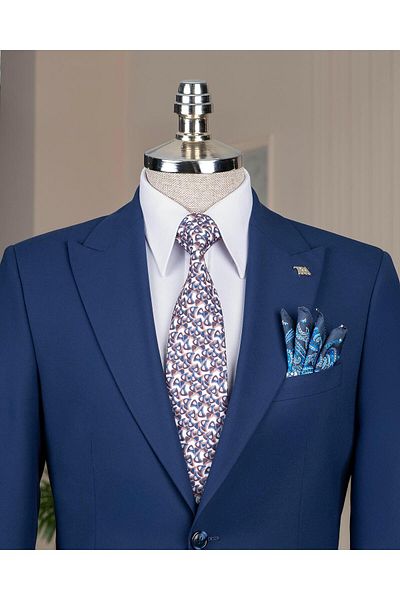 TerziAdemAltun Italian Style Slim Fit Jacket Pants Suit Navy Blue T14143