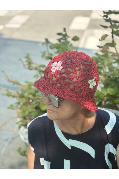 simarikcraft El Yapımı Kağıt İpten Motifli Bucket Şapka – Yazlık Örgü Model