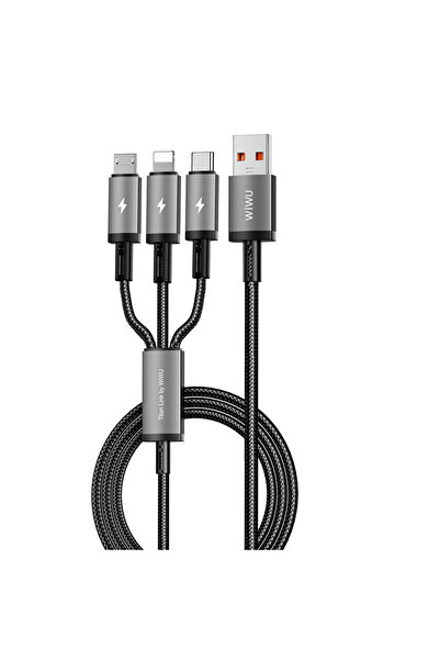 WIWU Wi-C059 Titanlink Serisi 3in1 USB-A to Lightning/Type-C/Micro Şarj ve Da...