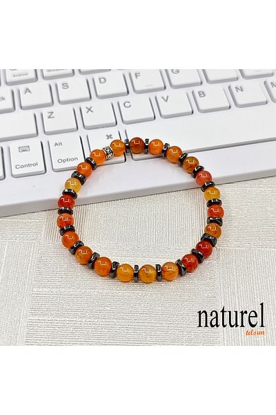 Naturel Tılsım Carnelian Natural Stone 6mm Unisex Bracelet