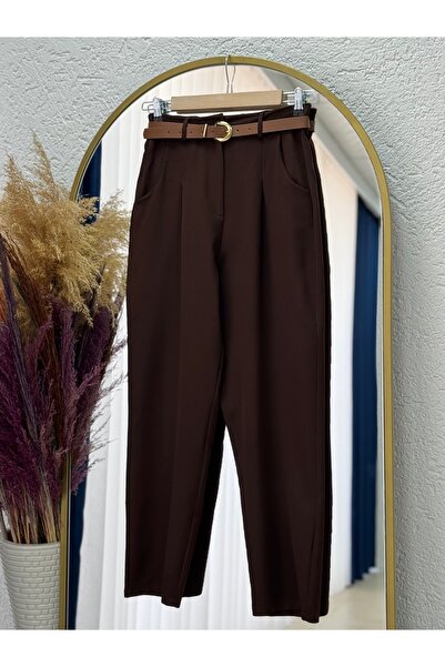 BENAHOLL Παντελόνι με ζώνη καρότο με πίσω κάλυμμα Melita-MT5018 Καφέ