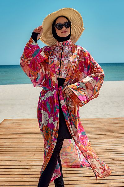 Remsa Mayo Single Kaftan Kimono Pareo on Remsa Hijab Swimsuit Orange Rp034 Festival
