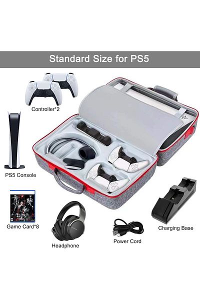 APES PS5 Carrying Case, Travel Bag Compatible Playstation 5 Disc Waterproof Large Capacity (Grey)