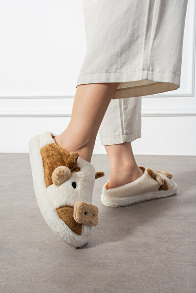 SWORD Κεντημένο με φιγούρα αγελάδας | Χειμερινές Παντόφλες Unisex Σπίτι | Αντιολισθητική βάση