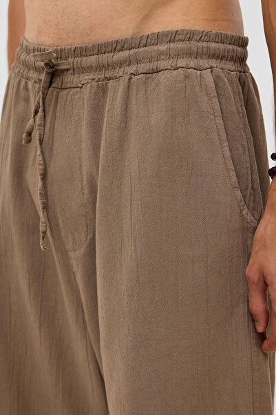 VAMOSCLO oversized Λινό σορτς καφέ